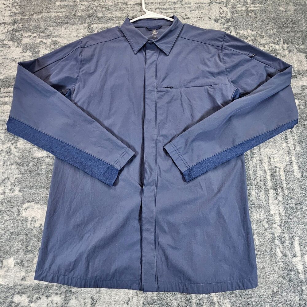 Vertx Shirt Mens Large Navy Tactical Long Sleeve Hidden Zip Snap Stretch